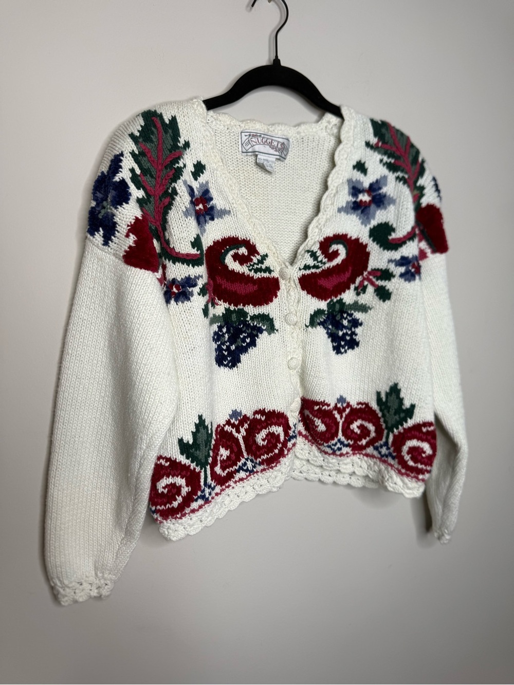 vintage Nuggets brand cream knit cardigan